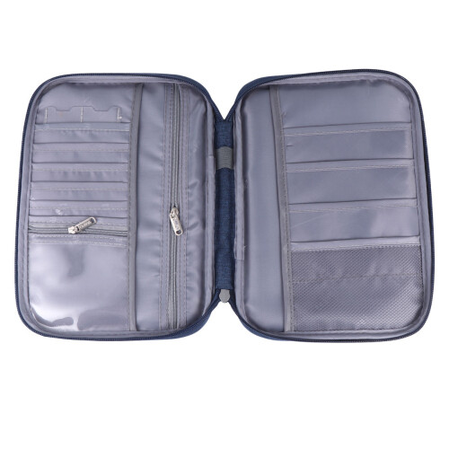 Navy Passport Wallet Travel Organizer Bag Portable Document Case