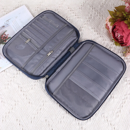 Navy Passport Wallet Travel Organizer Bag Portable Document Case 2