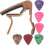 1Set Clip Capotasto in Metallo E Plettro Per Chitarra Marrone 4
