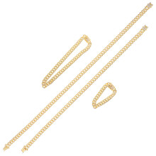 4St Strass Versierde Cubaanse Link Ketting En Armband Hip Hop Set