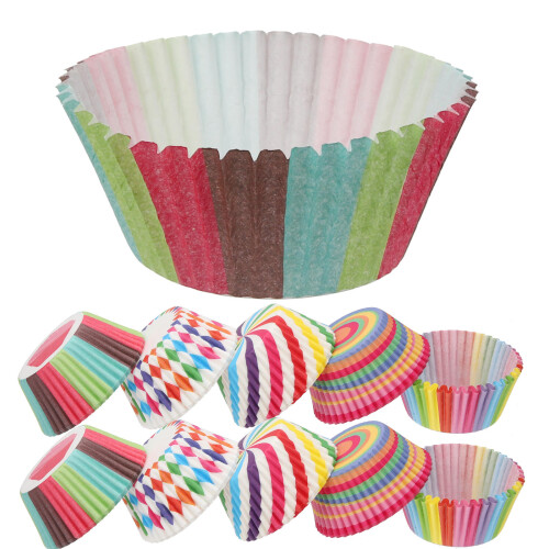 500Pz Wrapper Resistente All'olio Per Cupcake E Muffin Colorati