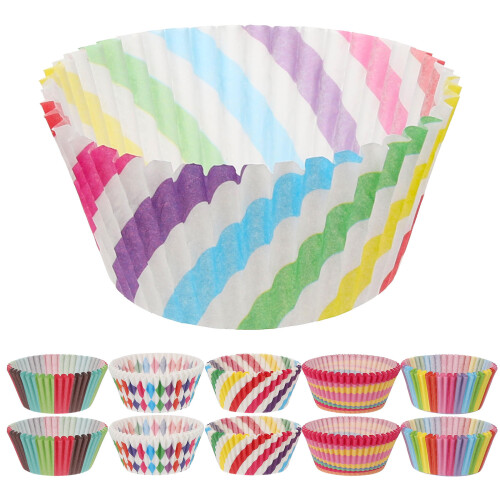 500Pz Wrapper Resistente All'olio Per Cupcake E Muffin Colorati 2