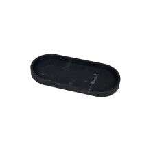 Marble Tray for Kitchen Counter Marble Top Perfume Tray Bathroom Accessories (Black)