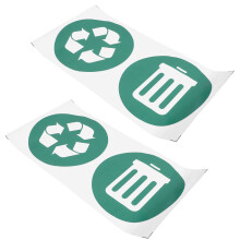 Naklejki Na Kosze Śmieci PVC Zielone Do Oznaczania Recyklingu