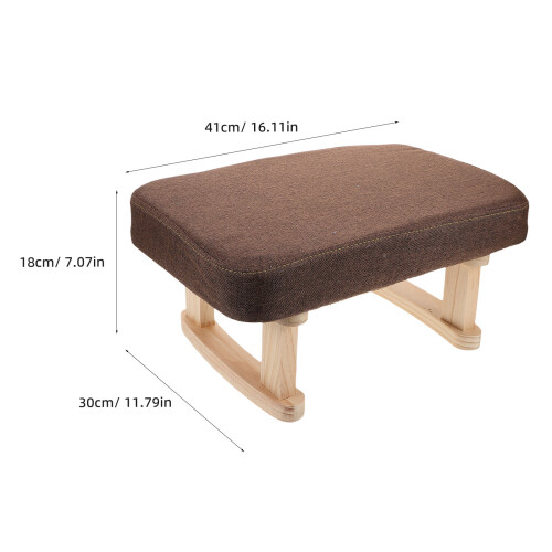 Coffee Small Shoe Stool with Cushioned Seat and Solid Wood Legs 1