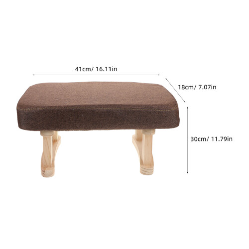Coffee Small Shoe Stool with Cushioned Seat and Solid Wood Legs 2