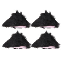 2Pares Orelhas De De Pelúcia Pretas Para Capacete Decoração