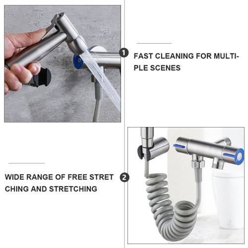 1Conjunto Kit Spray Bidet Inox Para E Uso Pessoal Cor 1