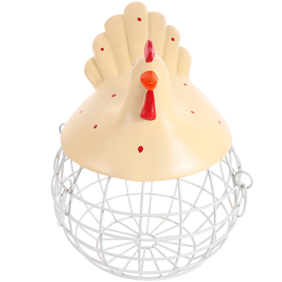 1Szt Czerwony ŻElazny Kosz Do Przechowywania Jaj I OwocóW Kurzy WzóR-image