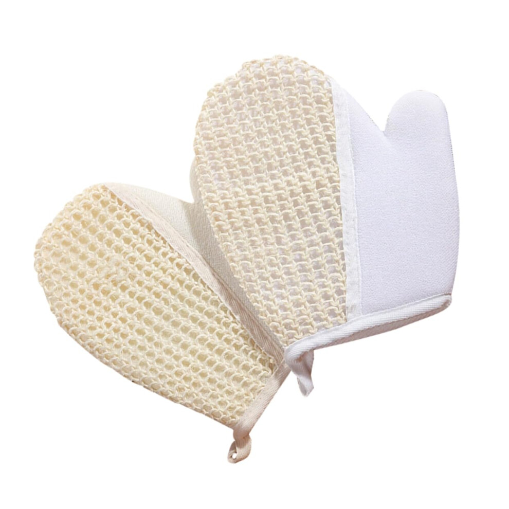 Shower Gloves 2Pack Sisal Loofah Gloves Exfoliating Gloves Made of Cotton for All Ages