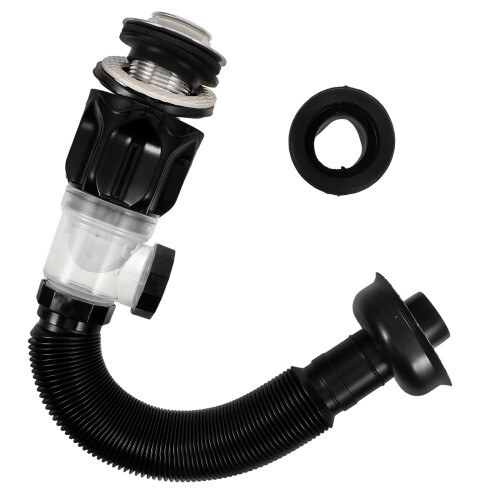 1Set Kit Scarico Cucina Nero in Acciaio Inox E 2