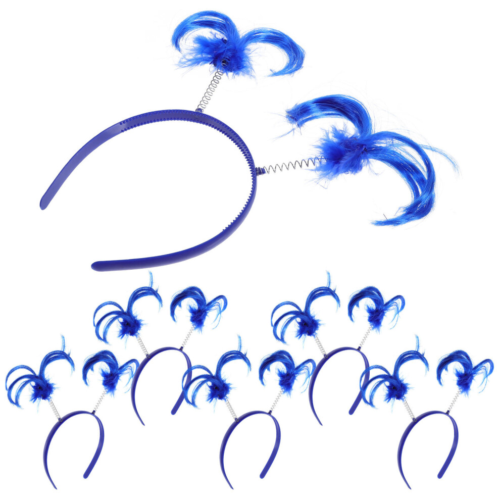 6Szt Urocza Niebieska Opaska Do WłOsóW Z PióRami Na Imprezy-image