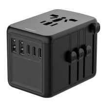 Internationaler Netzstecker-Adapter für weltweites Reisen, Doppelsteckdose mit 3 USB-Anschlüssen und Typ-C-Anschluss, Universal-Reiseadapter mit