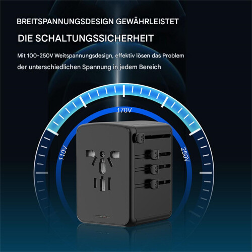 Διεθνής προσαρμογέας ρεύματος για ταξίδια σε όλο τον κόσμο, διπλή πρίζα AC με 3 2