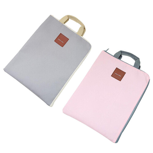 2St Slanke Canvas Laptop Tas Document Safeguard Opbergzak