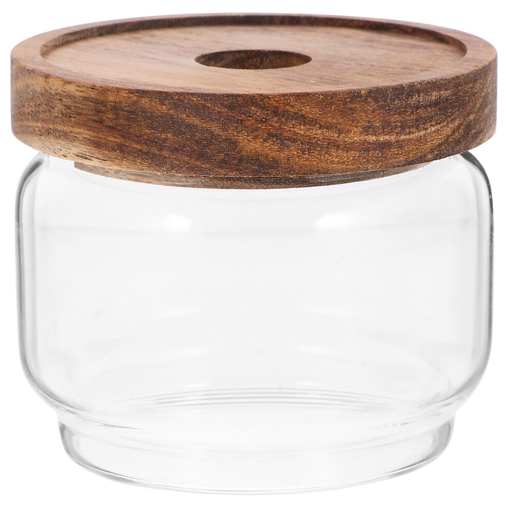 1Szt Szklany Pojemnik Kuchenny Z Pokrywką Drewniany SłOik Na Przyprawy-image