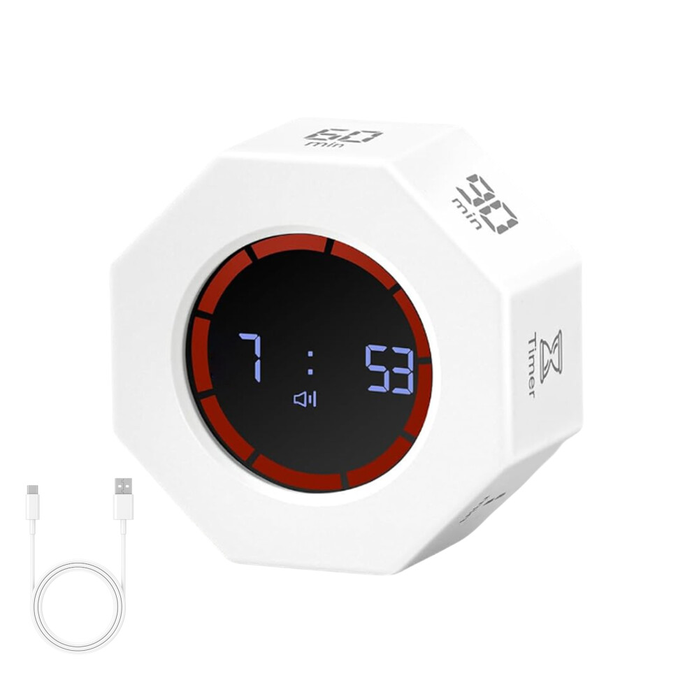 Quiet Study Timer with Flipping Activations Countdown-White