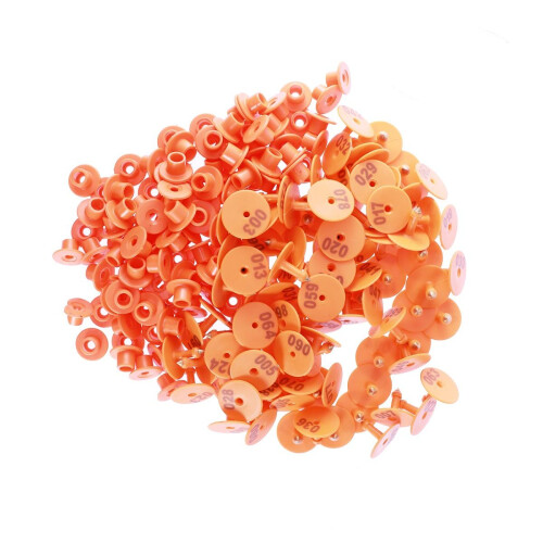100Pz Ear Tags Arancioni Per , E Resistente