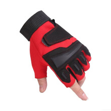 Sports Gloves For Cycling And Outdoor, HalfFinger, NonSlip Silicone Grip, Reinforced Palm, Breathable Spandex, Red XL