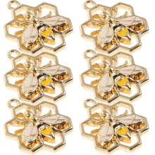 6Pcs Golden Metal Bee Charms for DIY Earrings Necklace Bracelet Making