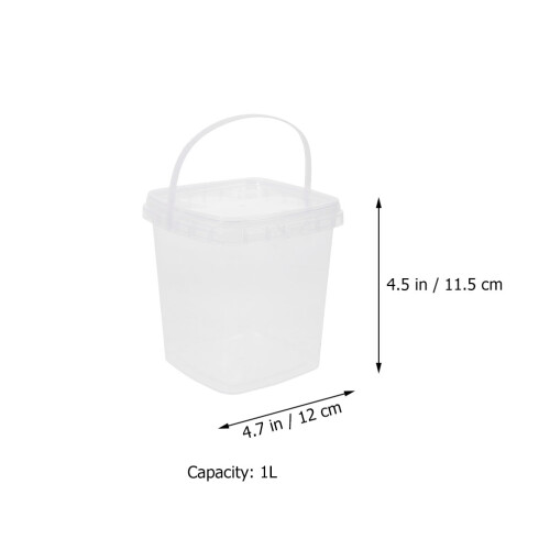 5Pcs Plastic Square Buckets with Handle for Ice Cubes Milk Tea Juice 1