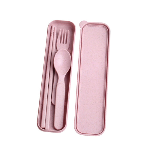 Talheres Portátil Rosa Com Colher, E Para