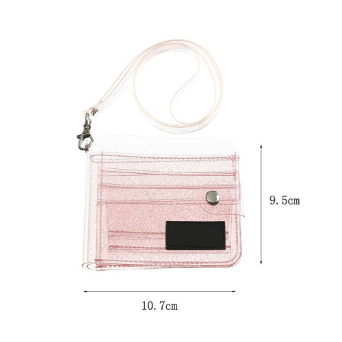 Portamonete Rosa in PVC Con Strap Per Carte Glitter 1