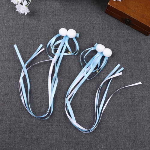1Par Clip Infantil Azul Para Cabelo Com Tassel E Decoração Chinesa 2