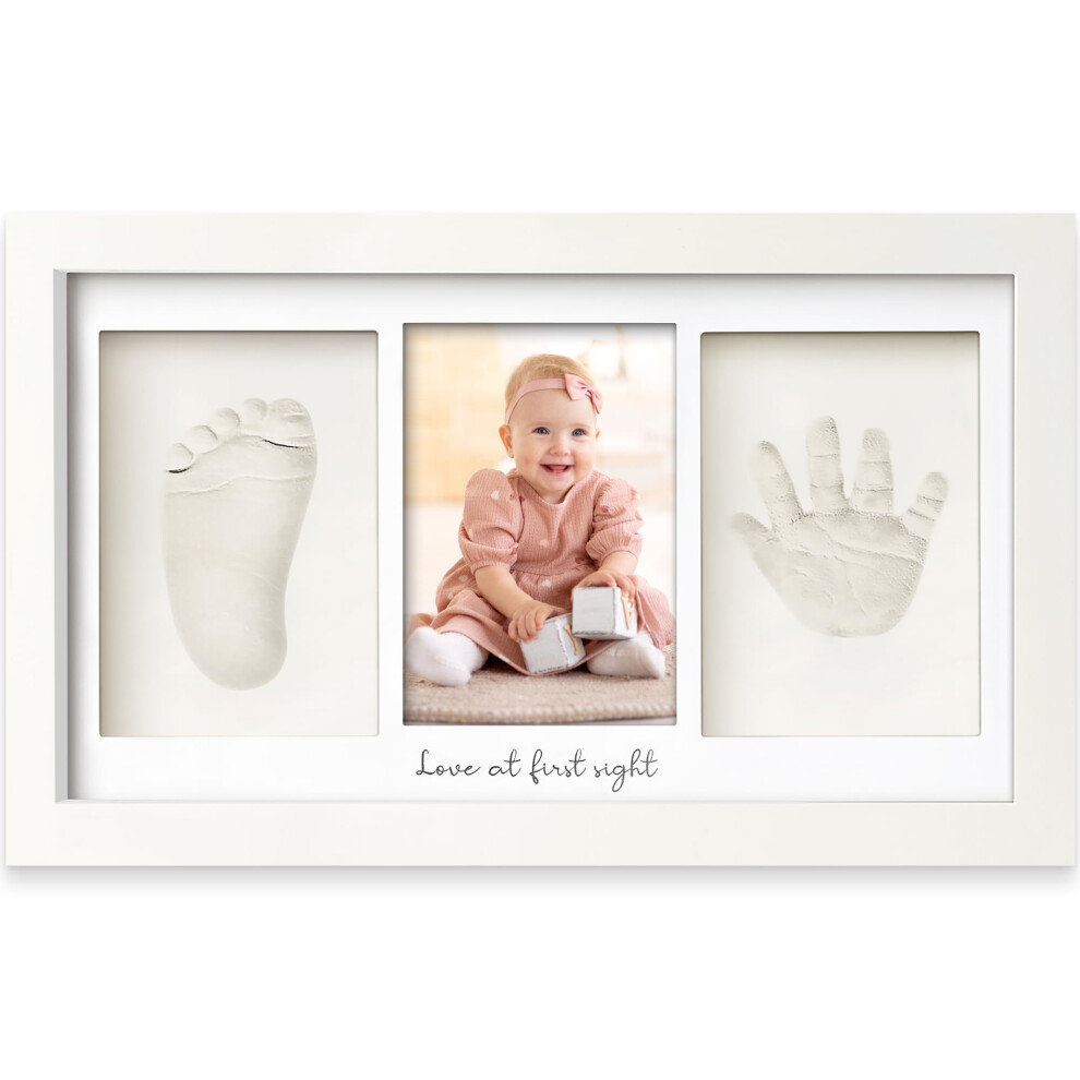 Baby Handprint And Footprint Maker Set, Plaster Casts, Baby Picture Frame, Alpine Duo White