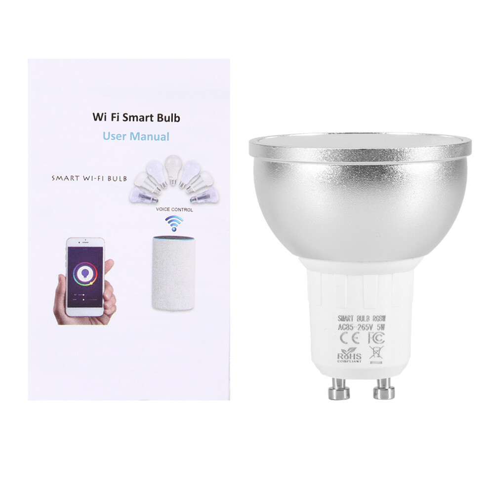Voice-Controlled Spotlight, Alexa Google Home Compatible, Smart Rgb Led Bulb, 5W Wifi Color-Changing Light, Gu10 Dimmable Lamp, 16 Million Colors, Zig 9436597638646