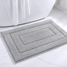 Tapete de banheiro luxuosamente macio, cinza, com microfibra ultra-absorvente, base antiderrapante, versátil para uso doméstico, 40,6 cm x 61 cm.