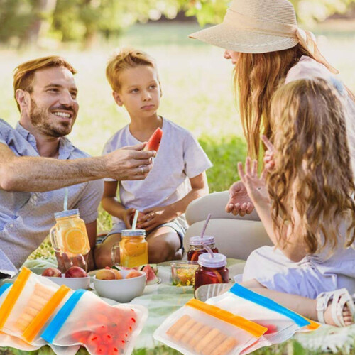 1Conjunto Saco Self-Sealing Premium Para Comida Reutilizável 2