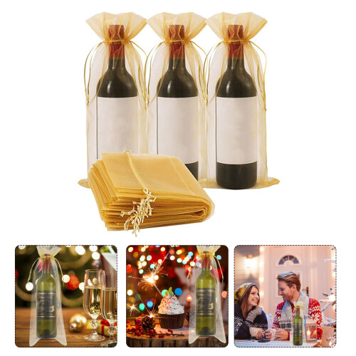 1Conjunto Bolsa Organza Para Decoração De Vinho 2