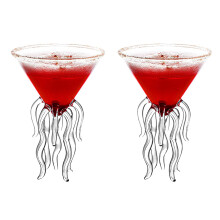 SUFUBAI 2 Pieces Octopus Cocktail Glasses, Creative Cocktail Glass, , Champagne, Martini Glasses, Drinkware for Wedding, Birthday, Bouquet Party