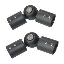 2 Pack 19mm Stainless Steel Adjustable Corner Connectors for Bay Window Curtain Rods Black