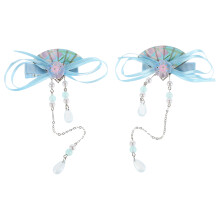 1Para Sky-Blue Dziecięca Spinka Do Włosów Hanfu Z Chwostami Elegancka