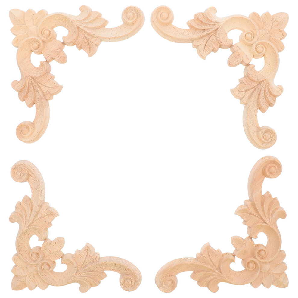 4Szt NakłAdki Drewniane NarożNe Kwiatowe Dekoracje Meblowe-image