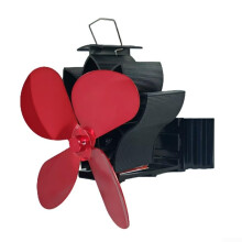 Clamp Fireplace Fan For Wood Stoves, Heat Powered 4Blade Aluminum Alloy Air Circulator, No Electricity, Red