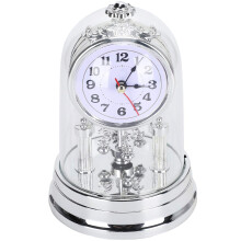 Mantel Clocks Living Room Clock in European Retro Style Silent Table Clock Antique for Living Room Bedroom Office Home Decor 11 x 17 cm, Silver