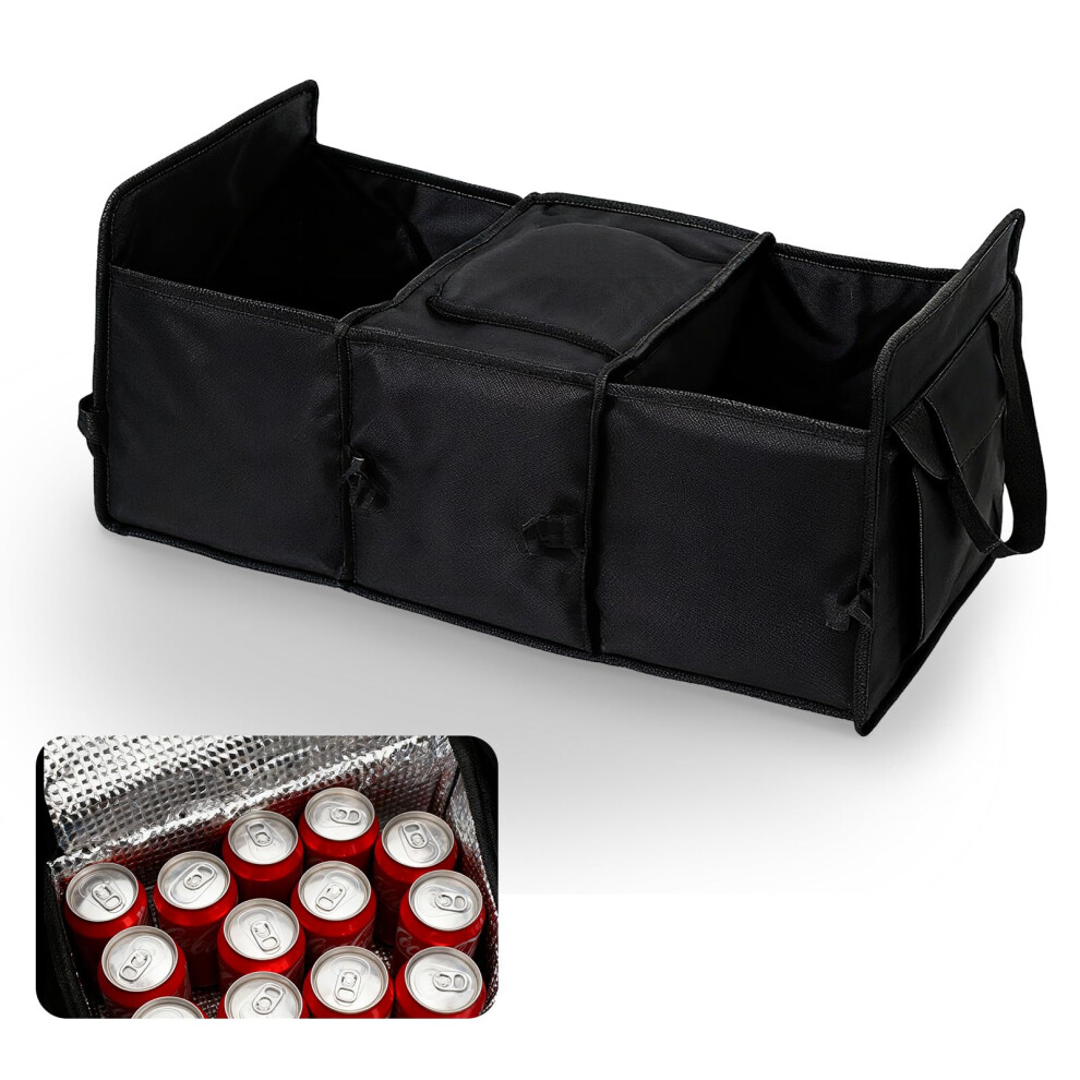 Car Boot Organizer With Cooler Bag Foldable Compartments Carry Handle For Most Vehicles 9339159668399