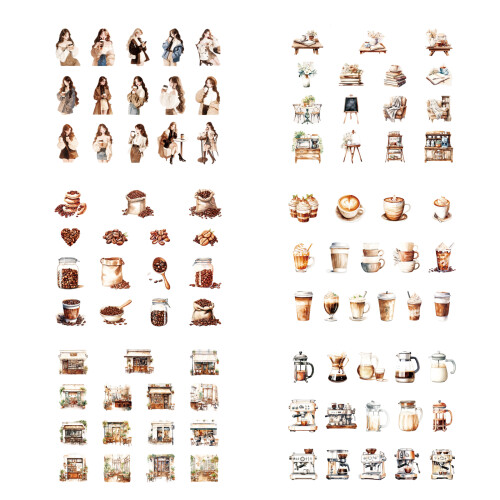 30 Sheets Coffee House Series Sticker-Coffee smells 1