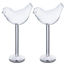 Clear Bird Cocktail Glasses Set of 2 Unique Champagne Glasses for KTV Bar