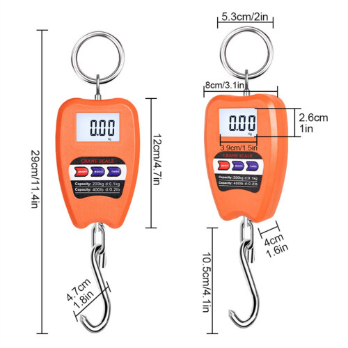 200kg Electronic Hanging Scale Heavy Duty Portable-Orange 2