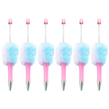 6 stuks kralen balpen nieuwigheid balpen pluche bal-roze verloop