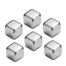 Stainless Steel Wine Stones 6Piece Set Reusable Whiskey Chilling Cubes Beer, Wine, Spirits Wear Resistant Easy to Clean
