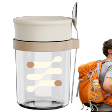 Glass Overnight Oats Container with Lid, Reusable Cup for Work, School 350 Ml