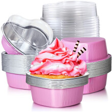 Romantische, herzförmige Backförmchen, Mini-Puddingförmchen aus Aluminiumfolie für besondere Anlässe, vielseitig verwendbar, inklusive