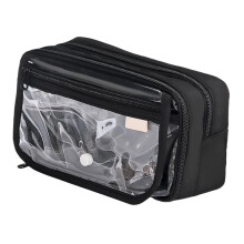 Sac Ă crayons transparent, trousse Ă stylos de grande-Noir