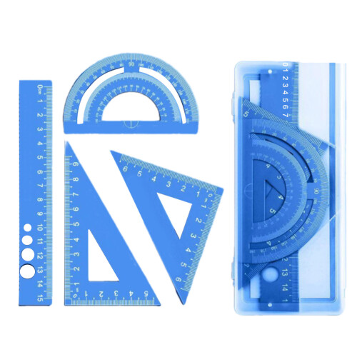 Aluminium-Linealset, bruchsicher, mit abgerundeten-Blau
