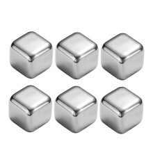 Wine Stones 6Piece Reusable Stainless Steel Whiskey Chilling Cubes for Home Bar Restaurant Office Preserves Flavor